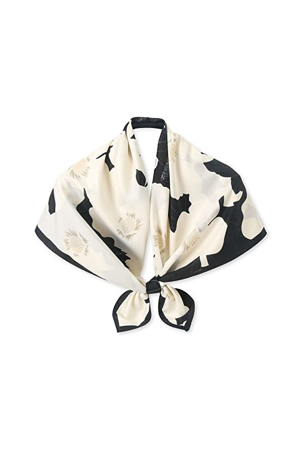 LumiSyne Foulards En Soie Pour Femme Écharpe Carré Imprimé Fleurs Mode Élégant Style Légers Écharpe Mesdames Décoratif Fichu 