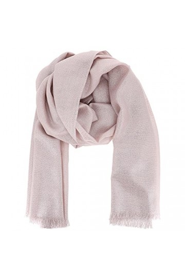 moonbow Etole Mariage Brillante 10% Polyester 90% Viscose Rose poudré - Grand Foulard Femme Fils Argentés Chic et Léger - Max