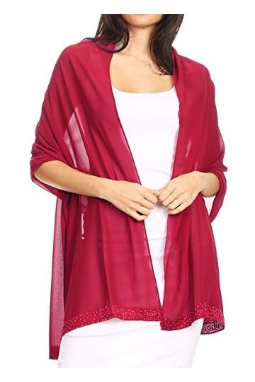 Sakkas 18224 - Naomi Women - Foulard de mariage foulard en mousseline de soie pure et transparente - Strass-burg - 7029