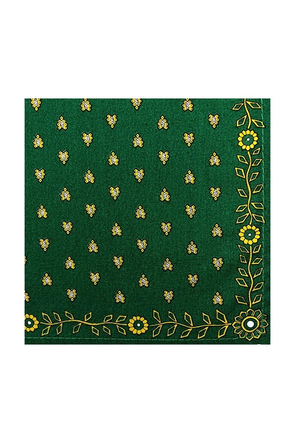 Valdrôme Foulard vert carré Manade 100% coton 80x80 cm
