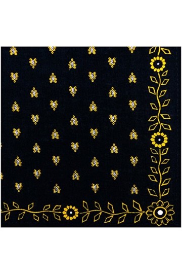 Valdrôme Foulard noir carré Manade 100% coton 80x80 cm