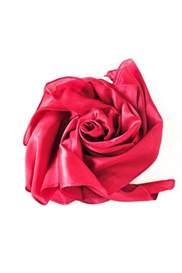 YSS Foulard en soie de qualité 1A Couleur unie Fabriqué en Thaïlande, Rouge bordeaux, Taille Unique