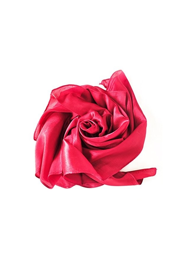 YSS Foulard en soie de qualité 1A Couleur unie Fabriqué en Thaïlande, Rouge bordeaux, Taille Unique