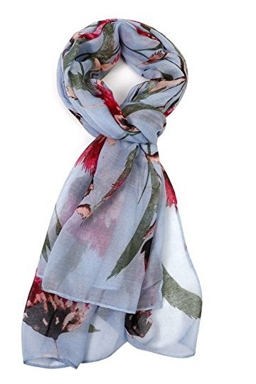 GlamLondon Foulard imprimé chardon pour femme - Bleu - Large