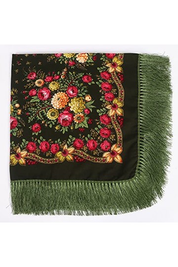 ATARSM Foulards pour Femmes Wraps 90 * 90Cm écharpe carrée à Franges en Coton Hijab rétro châles et enveloppes Russes Grand i