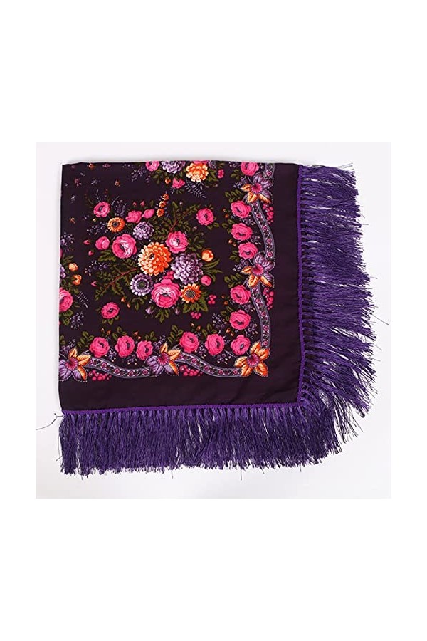 ATARSM Foulards pour Femmes Wraps 90 * 90Cm écharpe carrée à Franges en Coton Hijab rétro châles et enveloppes Russes Grand i