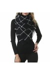 Durio Foulard triangulaire pour femme - Écharpe dautomne fine - Doux - Écharpe de couverture élégante - Avec franges, Noir A