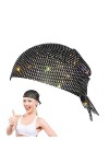 Kasmole Accessoires Disco Foulard | Accessoires de fête Disco,Bandeau Extensible Turban en Strass, Foulard pour Costume, Bal 