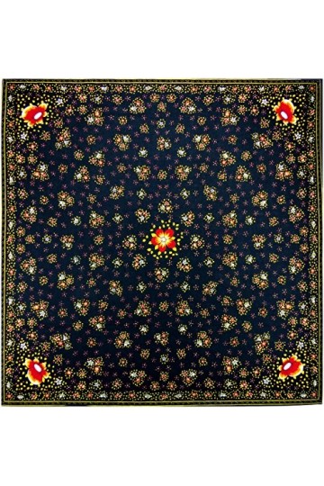 Valdrôme Foulard coton 100% noir motif jaune Provençal Farandole 80x80 cm