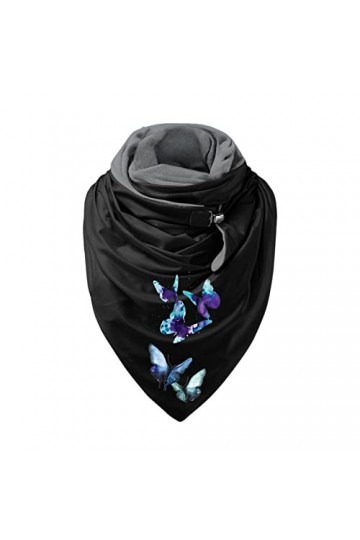 SoLu DAY8 Foulard Femme Triangle Hiver Chaude Pas Chere Châle Chic et Elegant Ladies Bouton Douce Wrap Foulards Imprimer Anim