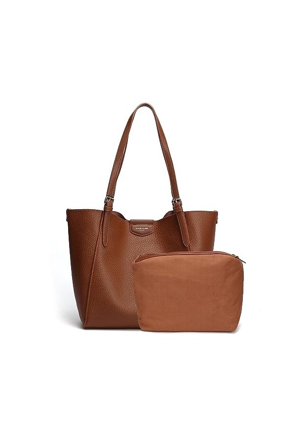 David Jones - Sac à Main Porté Epaule Femme - Cabas Fourre-Tout Simili Cuir Souple - Sac Cours Lycée Travail - Sac Shopping G