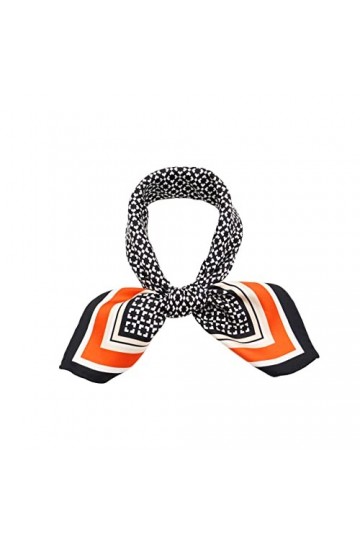 laprée - Foulard en Soie Femme Bandana Petit Foulard Carré de Soie à Motif Géométrie 53 * 53cm Couleur Bleu