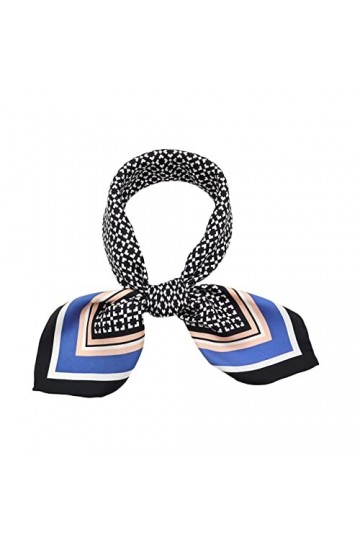 laprée - Foulard en Soie Femme Bandana Petit Foulard Carré de Soie à Motif Géométrie 53 * 53cm Couleur Bleu