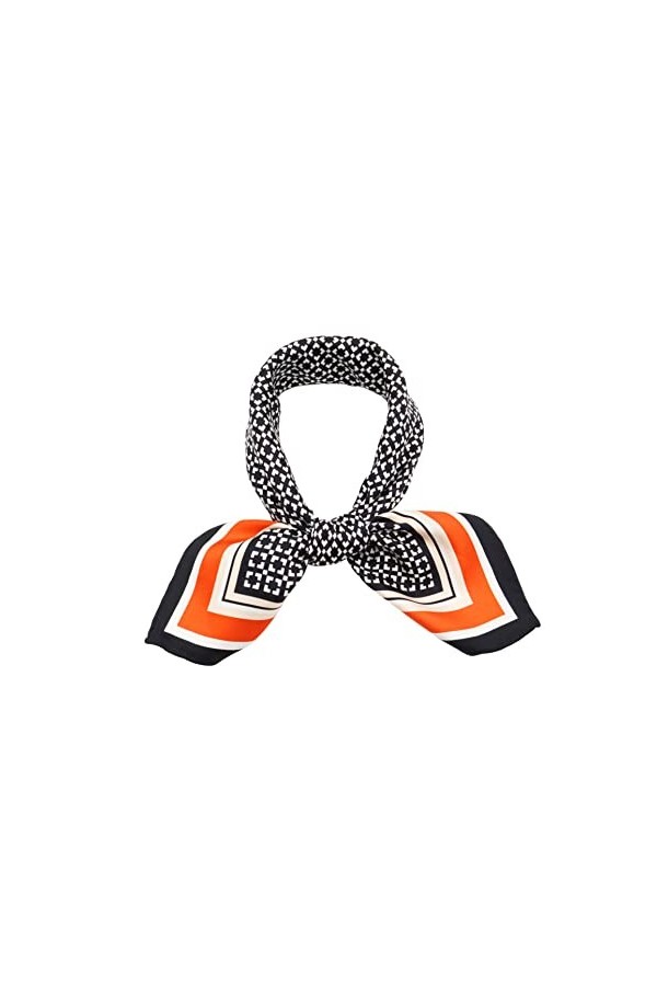 laprée - Foulard en Soie Femme Bandana Petit Foulard Carré de Soie à Motif Géométrie 53 * 53cm Couleur Bleu