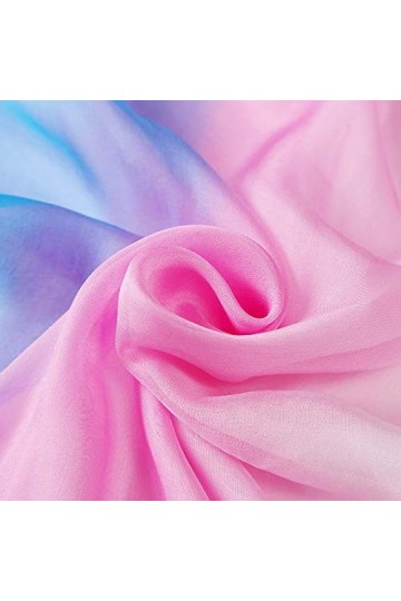 WZTP Foulard Femme en Soie Echarpe Chale Longue Élégant Dégradé Couleur 70,8" x 27,5" Lady 180cm, Rose bleu 