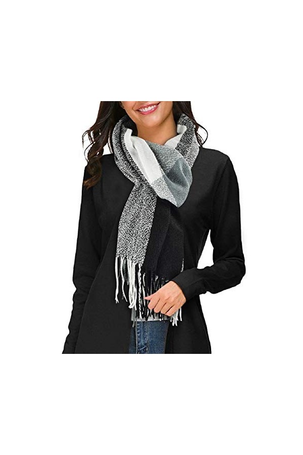Tuopuda Hiver Echarpe Femme Plaid Longue écharpe Chaude Grande Châles Doux Foulards Glands Elégant Wrap Châles Etoles Écharpe