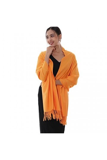 RIIQIICHY Écharpe Femme Hiver Châle Etole&nbsp;Chaud Orange Pashmina Foulard Grosse Grande Mariage Etole