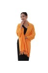 RIIQIICHY Écharpe Femme Hiver Châle Etole&nbsp;Chaud Orange Pashmina Foulard Grosse Grande Mariage Etole