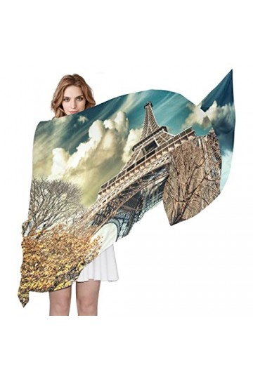 Wonderful Street View Of Paris Eiffel Tour Foulard Sheer Silky Feeling Long Foulards léger Wrap Shawl, Multicolore, Medium