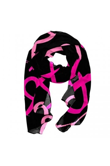 VBFOFBV Écharpes en mousseline de soie châle femmes écharpes pour le printemps été,Motif rose du cancer du sein