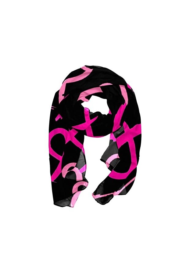 VBFOFBV Écharpes en mousseline de soie châle femmes écharpes pour le printemps été,Motif rose du cancer du sein