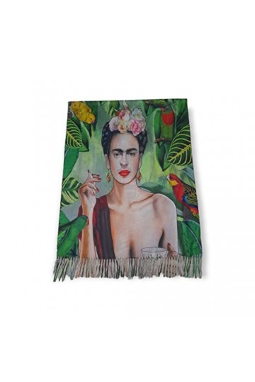 Écharpe viscose double impression Frida cadeau femme art mode écharpe foulard, multicolore, Taille unique