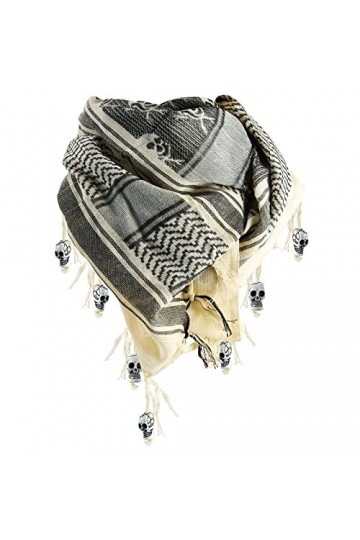 Écharpe de Tête de Mort en Coton d’Halloween avec Perles dOs de Crâne Foulard Imprimé de Crâne pour Homme Femme Sports Noël