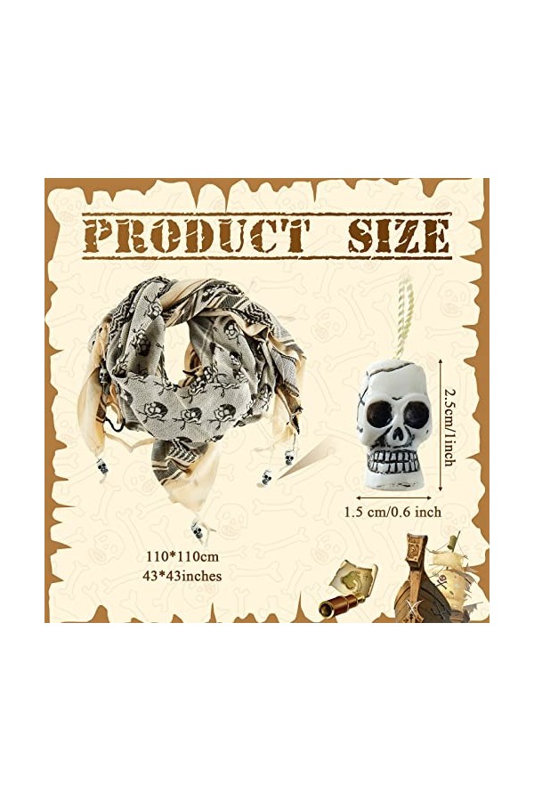 Écharpe de Tête de Mort en Coton d’Halloween avec Perles dOs de Crâne Foulard Imprimé de Crâne pour Homme Femme Sports Noël