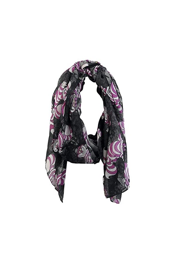 Alice Au Pays Des Merveilles Cheshire Cat Femme Écharpe noir/lilas 100% Polyester