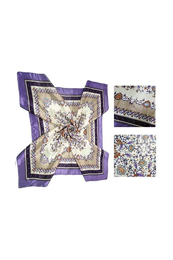 LilMents Lot de 4 grands foulards carrés en satin 90 × 90 cm, Set Y28, Taille Unique