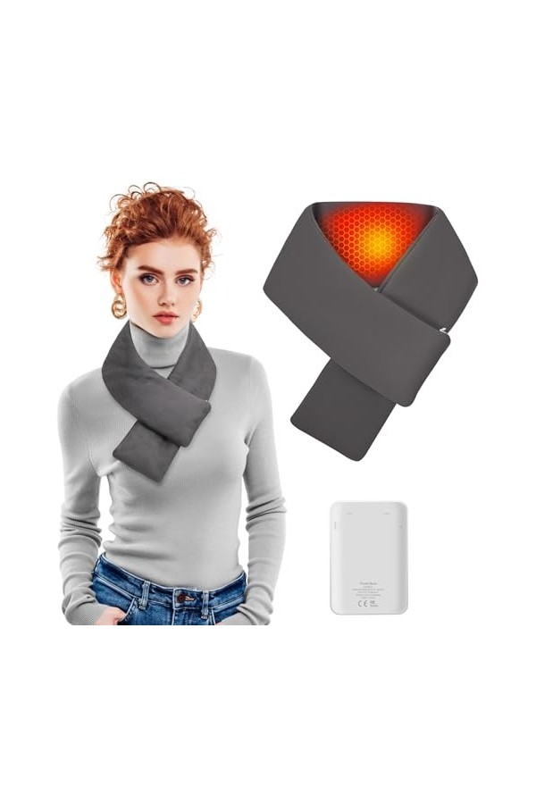 zerotop Foulard chauffant Foulard chauffant rechargeable pour femmes Foulard chauffant Châle chauffant électrique Coussin cha