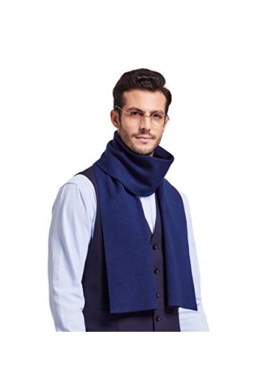 Taylormia Écharpe Homme en Laine Coton Mélangé, Douce Chaude Confortable Foulard dHiver Plaid Bleu