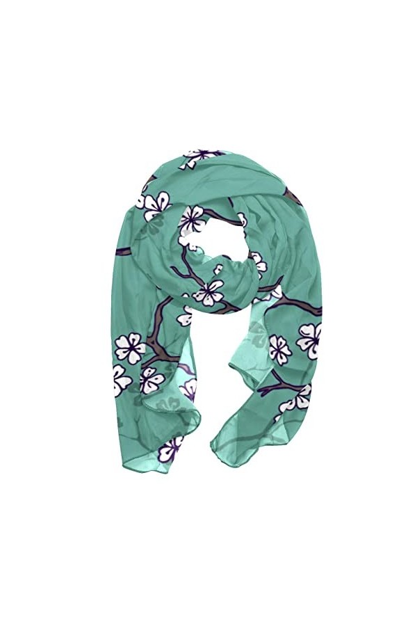 GIAPB Écharpes pour femmes,foulard,châle Wrap,Motif de branche de fleur de cerisier
