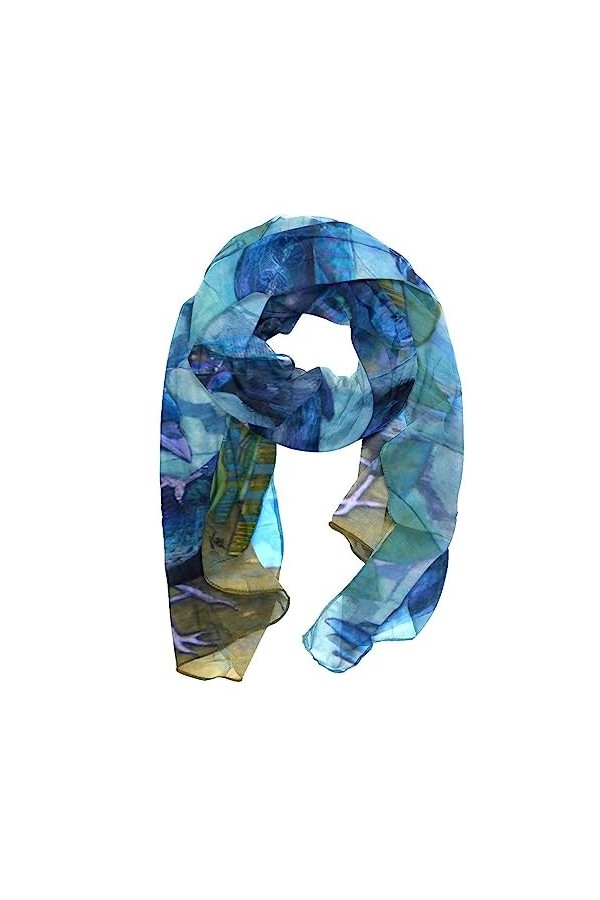 GIAPB Écharpes pour femmes,foulard,châle Wrap,Oiseaux bleus vintage