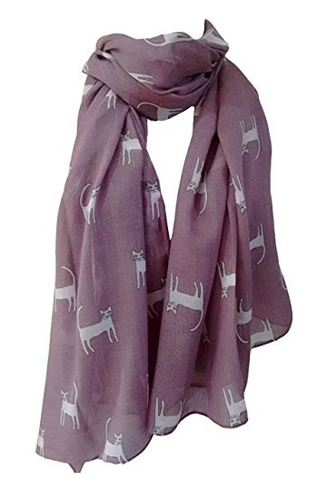 GlamLondon Foulard imprimé chat pour femme, Lilas/violet, L