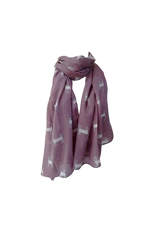 GlamLondon Foulard imprimé chat pour femme, Lilas/violet, L
