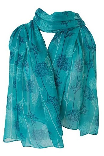 GlamLondon Foulard imprimé forêt grande taille tendance arbres pour femme - Vert - Large