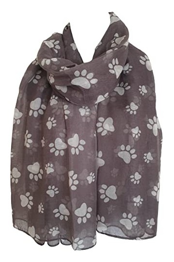 GlamLondon Foulard pour femme avec imprimé pattes de chat et chien, gris, L