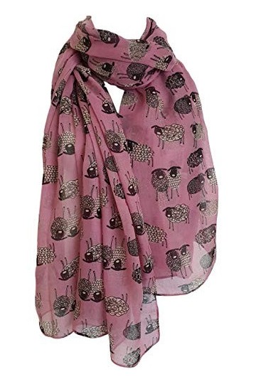 GlamLondon Foulard imprimé mouton pour femme - Bleu - Large