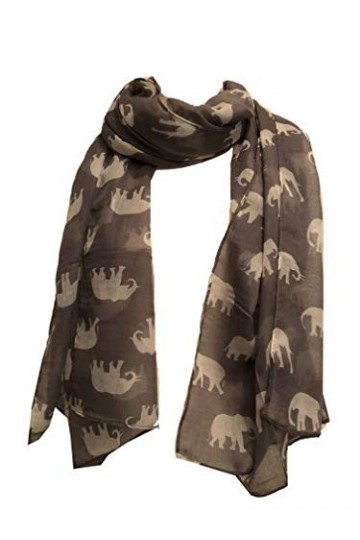 Pamper Yourself Now Écharpe pour femme avec imprimé éléphant gris et blanc 