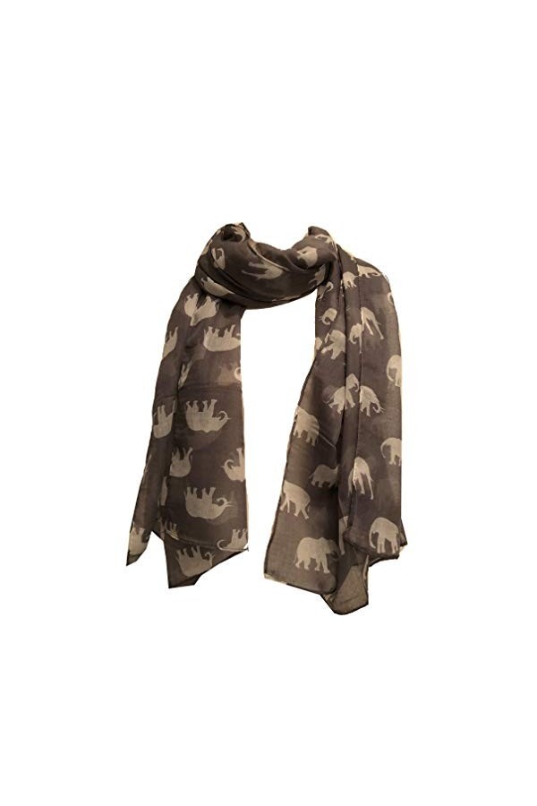 Pamper Yourself Now Écharpe pour femme avec imprimé éléphant gris et blanc 
