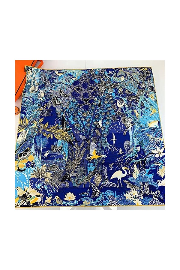 BUXIANGGAN Foulard Écharpe 90 Grand Foulard Carré en Soie Sergé Roulé À La Main Châle Écharpe Professionnelle Écharpe Femme B