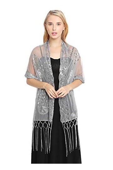 YAOMEI Femme Echarpe Châles Foulards, Paillettes perlées des Etoles écharpe Fichus de tête Les mariages Mariée Bridemaids Ten