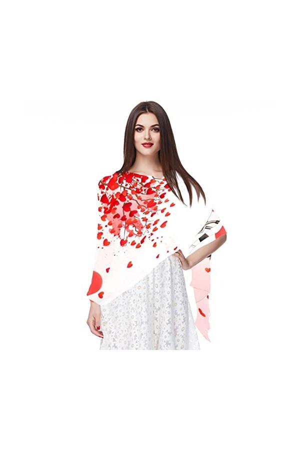 VBFOFBV Écharpes pour femmes légères mode foulards imprimé motif floral écharpe châle wraps,Vélo Coeur Rouge Saint Valentin