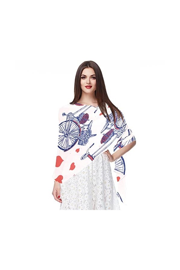 VBFOFBV Écharpes pour femmes légères mode foulards imprimé motif floral écharpe châle wraps,Vélo Coeur Rouge Saint Valentin