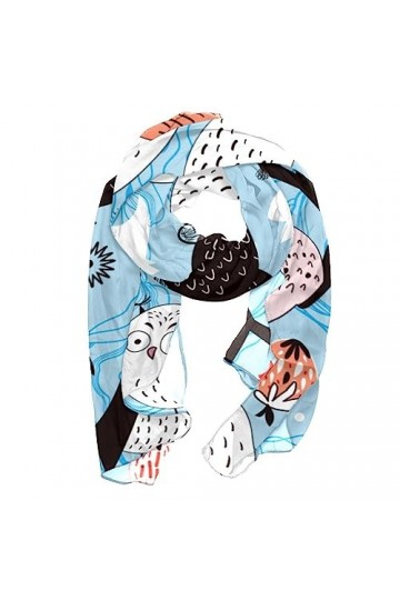 GIAPB Écharpes pour femmes,foulard,châle Wrap,Animal Hibou Motif Bleu