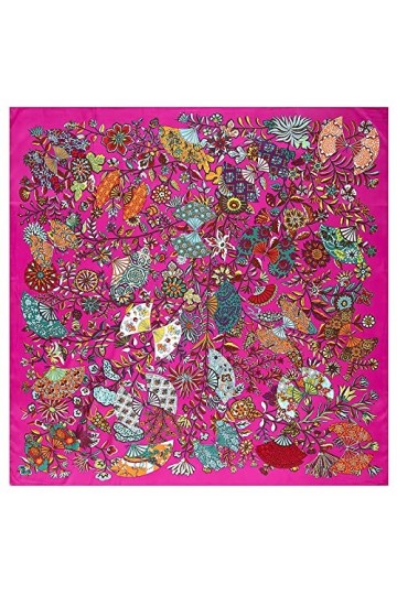 Fan De Fleurs Plante Femmes Écharpe Carré De Soie Écharpe Bandana Foulard Foulards,D748,130x130cm