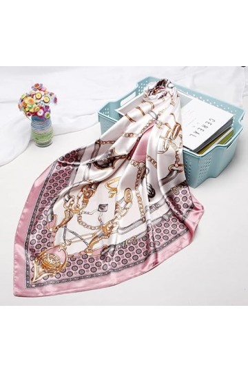 LA FERANI Foulard en soie rose classique pour femme - Écharpe en mousseline de soie - Écharpe Nikki - Léger - 90 x 90 cm - Ba
