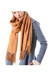Tolumo Foulards en cachemire pour femme 200 x 70 cm, camel, XXL