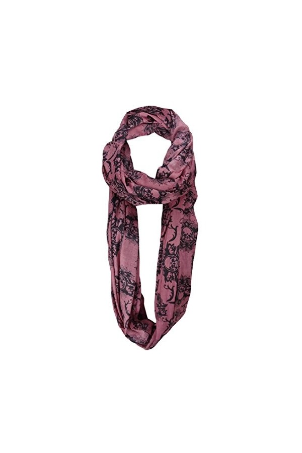 TigerTie boucle Écharpe - rouge noir avec crâne motifs - taille 200 x 100 cm